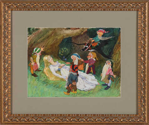 Беньяминсон Эрик Евгеньевич. Эскиз иллюстрации к сказке «Белоснежка и семь гномов»